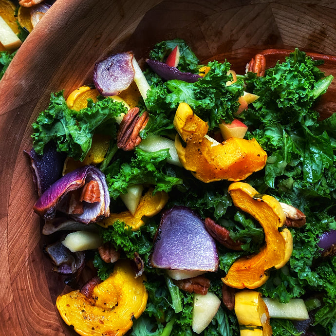 RECIPE: Fall Salad Love! Kale with Delicata Squash and Honey Crisp Apple